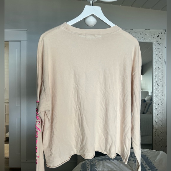 NWT FREE PEOPLE- California Palm Tree Long Sleeve Creme Top - Picture 5 of 7